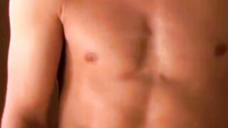 Hottie guy Brandon Lewis gets comfortable in solo steamy masturbation