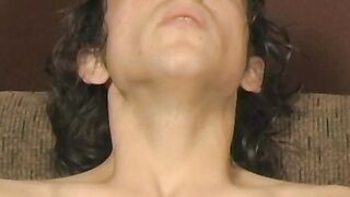 Skinny twink spilling hot jizz in after shower masturbation