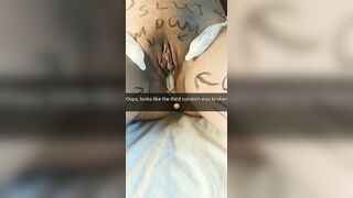 Third condom was broken and my wifey takes a cheating cumshot