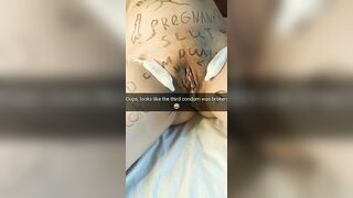 Third condom was broken and my wifey takes a cheating cumshot