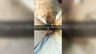 Third condom was broken and my wifey takes a cheating cumshot