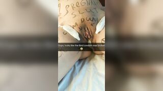 Third condom was broken and my wifey takes a cheating cumshot
