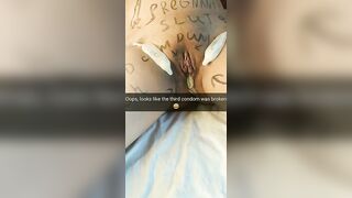 Third condom was broken and my wifey takes a cheating cumshot