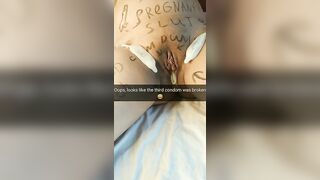 Third condom was broken and my wifey takes a cheating cumshot