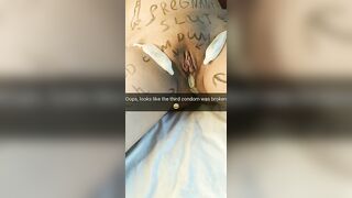 Third condom was broken and my wifey takes a cheating cumshot
