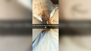Third condom was broken and my wifey takes a cheating cumshot