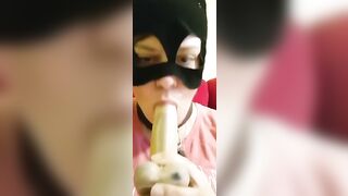 she blows a vibrator. bitch home alone