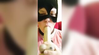she blows a vibrator. bitch home alone