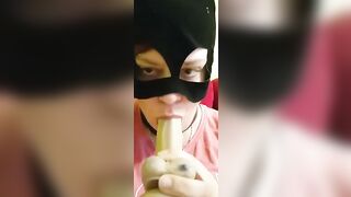 she blows a vibrator. bitch home alone