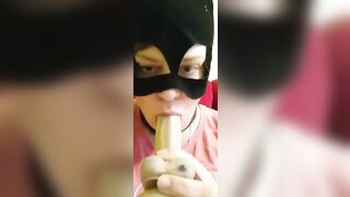 she blows a vibrator. bitch home alone
