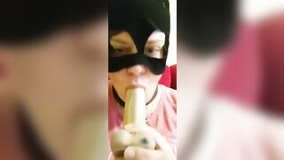 she blows a vibrator. bitch home alone