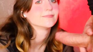 Babe's Hungry Mouth Sucks and Swallows Big Cock