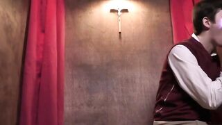 FatherXXX.com - Confession room whispers lead to lusty throat fucking