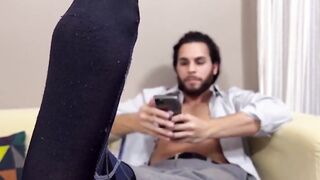 MaleFeetXXX.com - Nathaniel strips his shirt and socks, showing his gorgeous bare fee