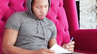BlackCockLove.com - Harley Jade's horny body stroking and licking his huge black cock