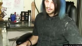 RealAltGuys.com - Handsome alt stud intensely jerks off his uncut dick to hot porn