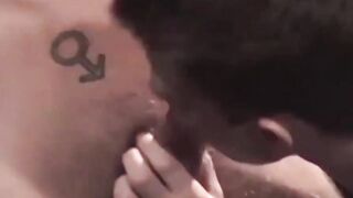 BondageBadBoy.com - Twink gets wet blowjob before intense dildo anal play in dark dun