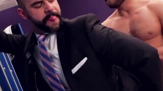 PlayingMen.com - Elegant businessman anal drilled in locker room after intense rimjob