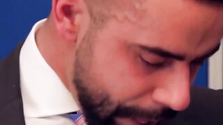 PlayingMen.com - Elegant businessman anal drilled in locker room after intense rimjob