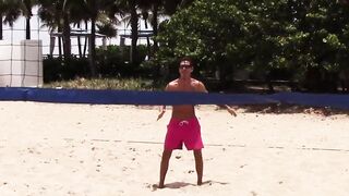 Teenage cockriders facialized after beach volleyball