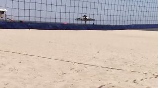 Teenage cockriders facialized after beach volleyball