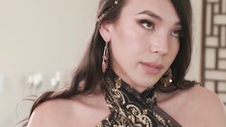 Petite Tgirl brunette gets ass banged by big dick