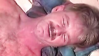 MenWorkinXXX.com - Hairy old guy with mustache plays with his boner alone