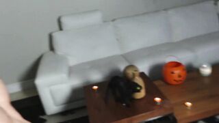 TeenGroupSex.com - Three teens take turns riding big dick in Halloween foursome