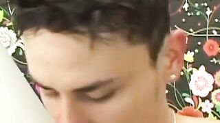 OTBXXX.com - Horny amateur twink shoots cum while getting his ass drilled deep