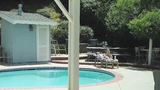 Stepdad drills his young stepdaughter in the living room