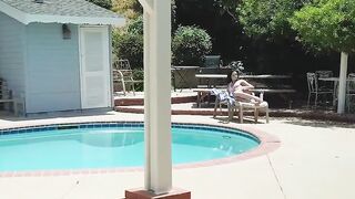 Stepdad drills his young stepdaughter in the living room
