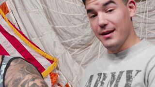 Muscular soldier JC Hunt dominates and breeds submissive Blain O'Connor