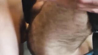 Chained dude hairy ass fuck with dildo before pounding hard