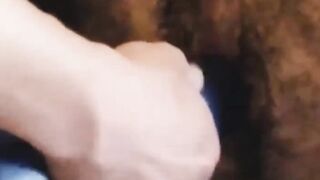Chained dude hairy ass fuck with dildo before pounding hard