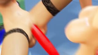 3DGSPOT - 2 Lesbians Screwed Together With Double Sided Vibrator! UNCENSORED SEX!