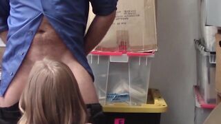 Busty princess assfucked and jizzed on tits by shop security