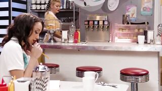 GIRLSWAY - Retro Waitress cougar Serene Siren Goes Wild On Diner Last Skinny Customer Alexis Tae