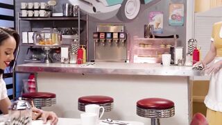 GIRLSWAY - Retro Waitress cougar Serene Siren Goes Wild On Diner Last Skinny Customer Alexis Tae