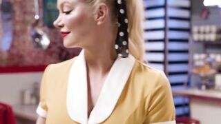 GIRLSWAY - Retro Waitress cougar Serene Siren Goes Wild On Diner Last Skinny Customer Alexis Tae