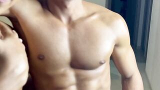 Two hot latino guys show their muscles