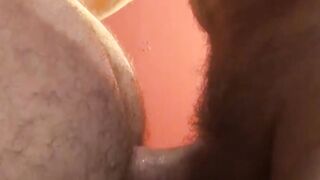 Hairy dad Jack Sullivan jerks cock while getting his ass pumped by hunk dad Jake Mitc