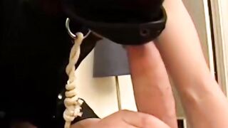 Horny twink sucks and beats off the smooth shaved cock of gorgeous MC stud