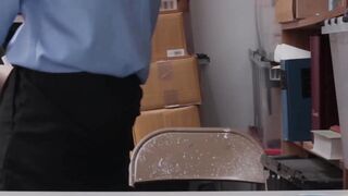 Shoplifting teen Bobbi Dylan sucks cock and fucked roughly