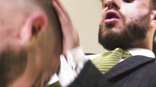 Classy businessmen Manuel Reyes and Zac Johnson bareback