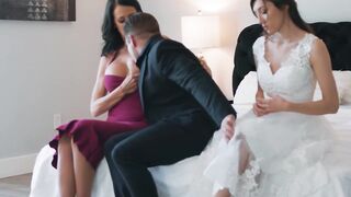 VIRGIN TABOO Bride Maya Woulfe Caught Anxious Wifey Sucking Off His Caring Stepmom Reagan Foxx's Boobies