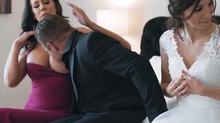 VIRGIN TABOO Bride Maya Woulfe Caught Anxious Wifey Sucking Off His Caring Stepmom Reagan Foxx's Boobies