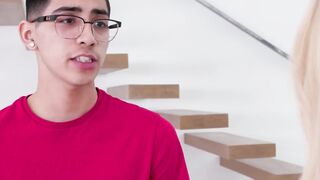 Blonde milf Sarah Taylor seduced cutie Diego Perez before riding his hard big dick