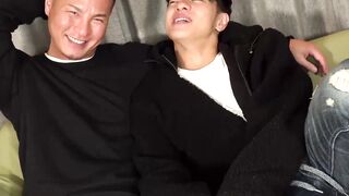 Japanese studs Rikiya and Koki bareback after mutual cock sucking