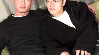 Japanese studs Rikiya and Koki bareback after mutual cock sucking