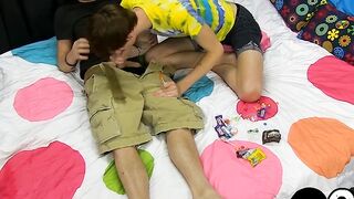Lollipop licking twink sucks dick before anal and facial